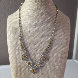 Christina Collection Gold and Yellow Teardrop Choker Necklace